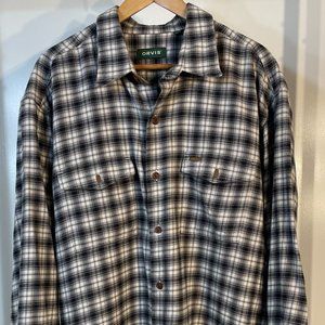 Men's Orvis Perfect Flannel Plaid Classic Fit Shirt Sz XL
